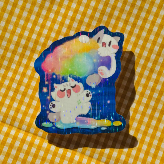 Rainbow rain Meows sticker