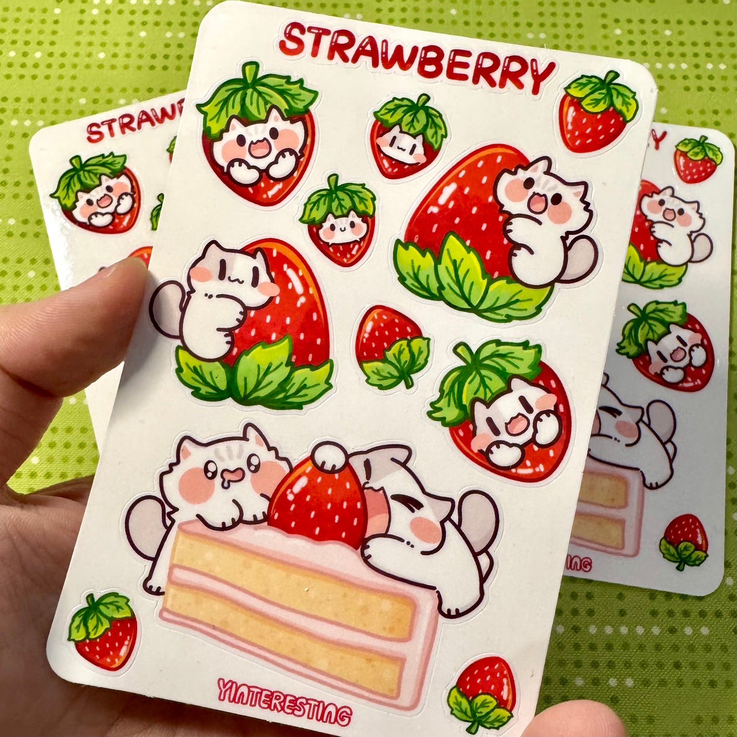 Strawberry meow Sticker Sheet
