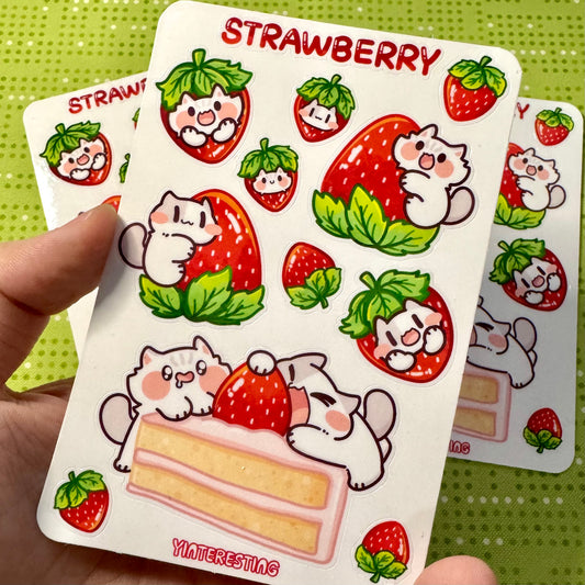 Strawberry meow Sticker Sheet