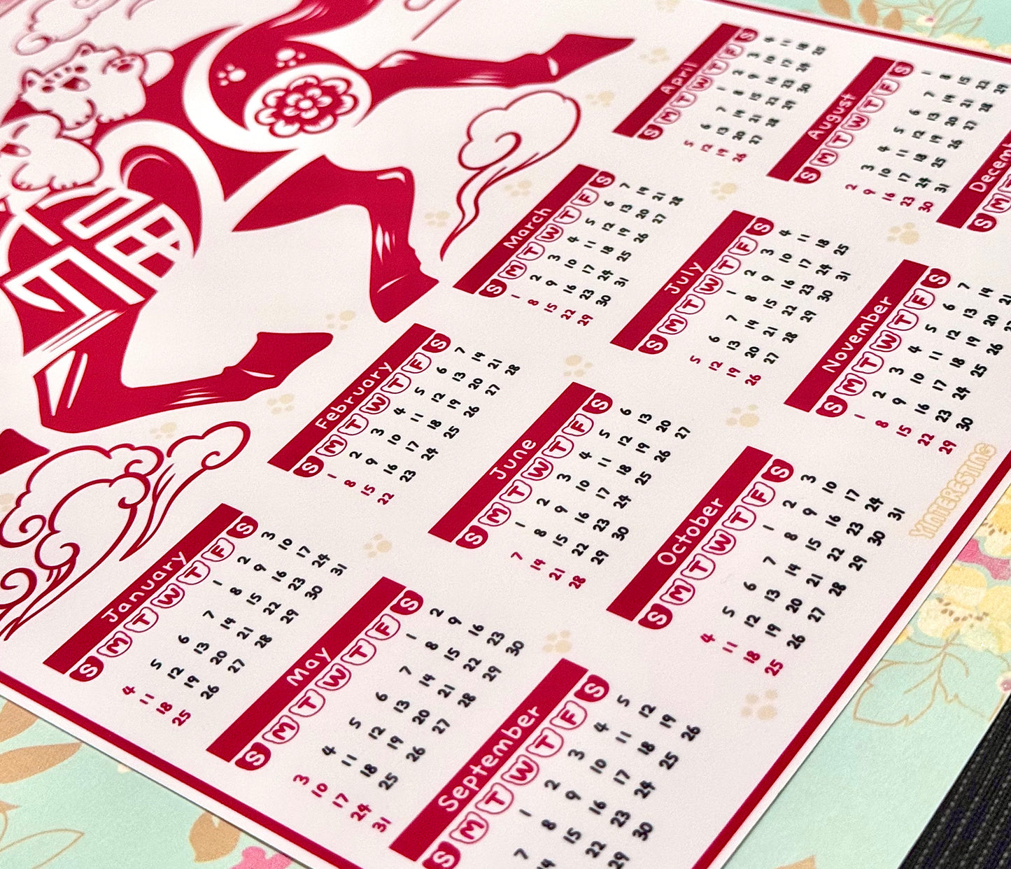 2026 Calendar the year of horse Print