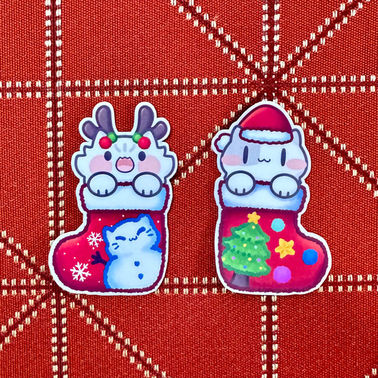 Christmas stockings Cats Stickers