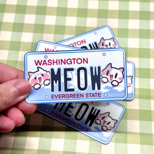 Washington License plate meow Sticker
