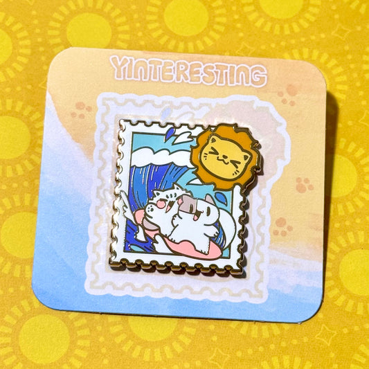 Summer Surfing Stamp Enamel Pin
