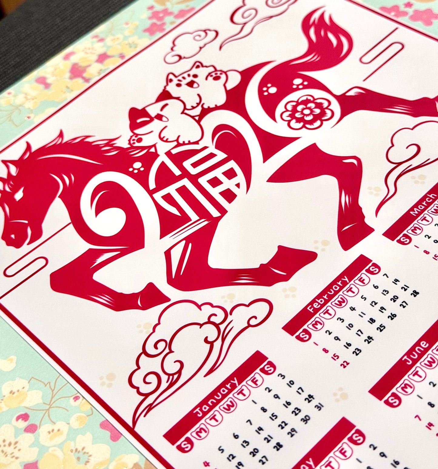 2026 Calendar the year of horse Print