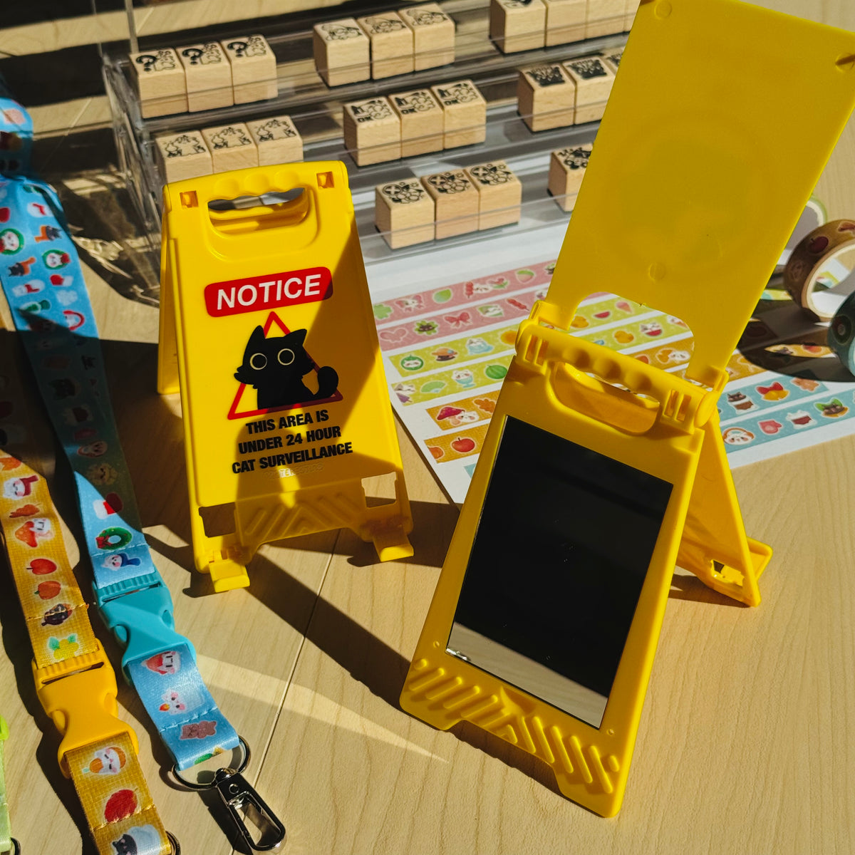Void Warning Sign Mirror Phone Stand