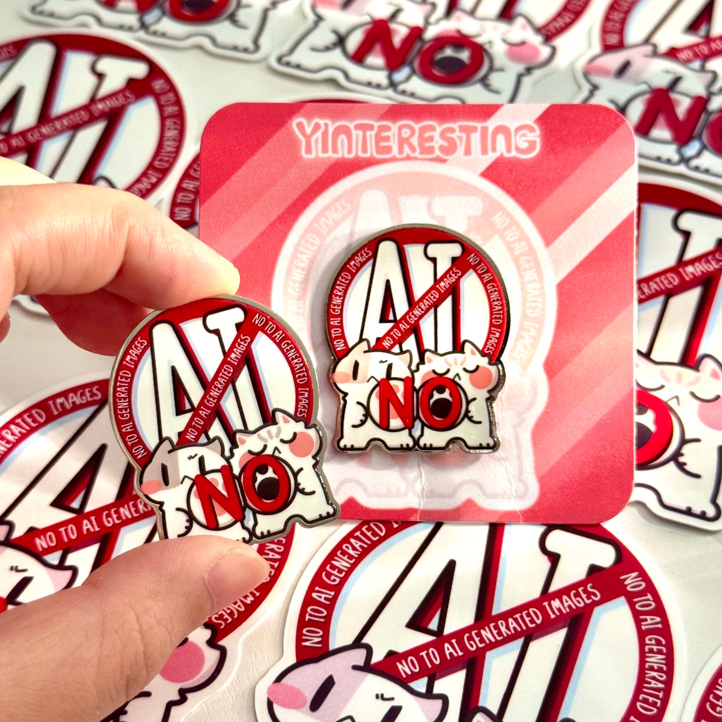 No to Ai Image Metal Pin