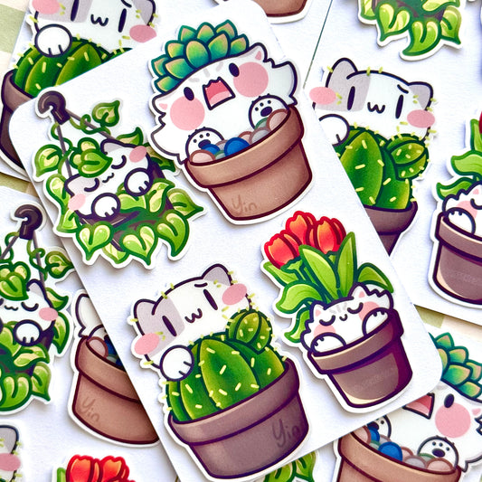Plants Cats Sticker Set
