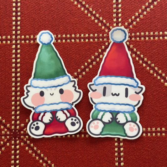 Christmas Gnome Cats Stickers
