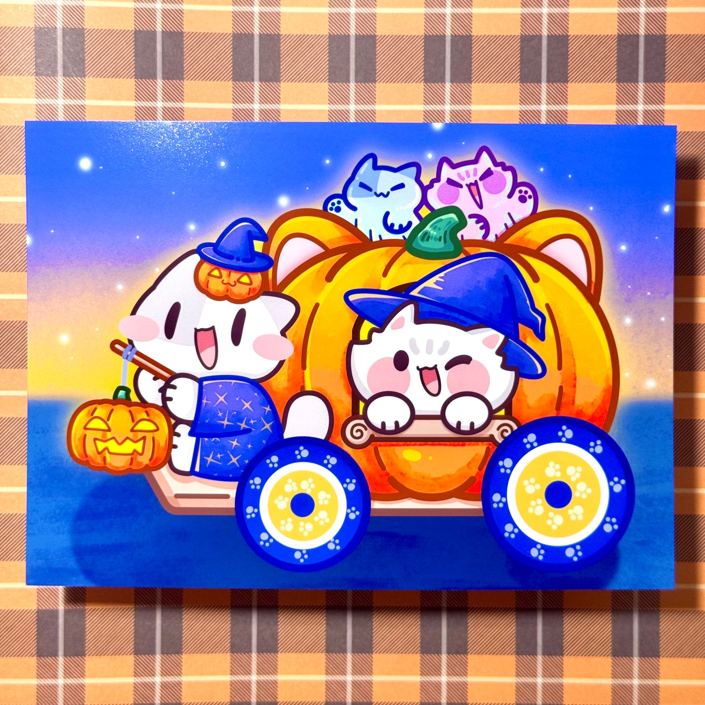 Halloween Pumpkin Carriage meow Sticker and print