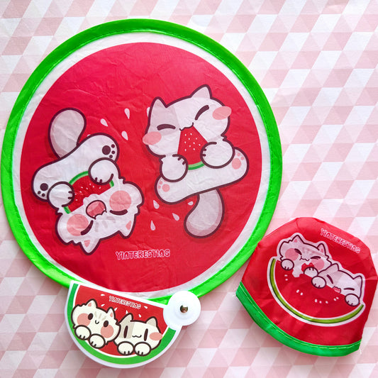 Watermelon meow foldable Fan