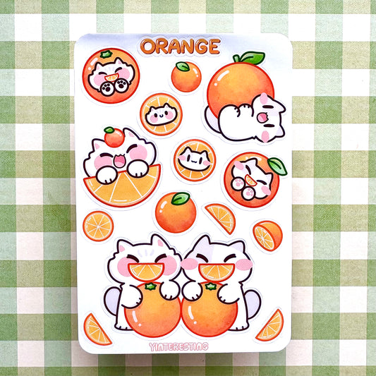 Orange meow Sticker Sheet