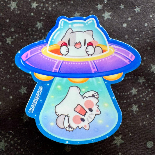 UFO Aliens Cat Sticker