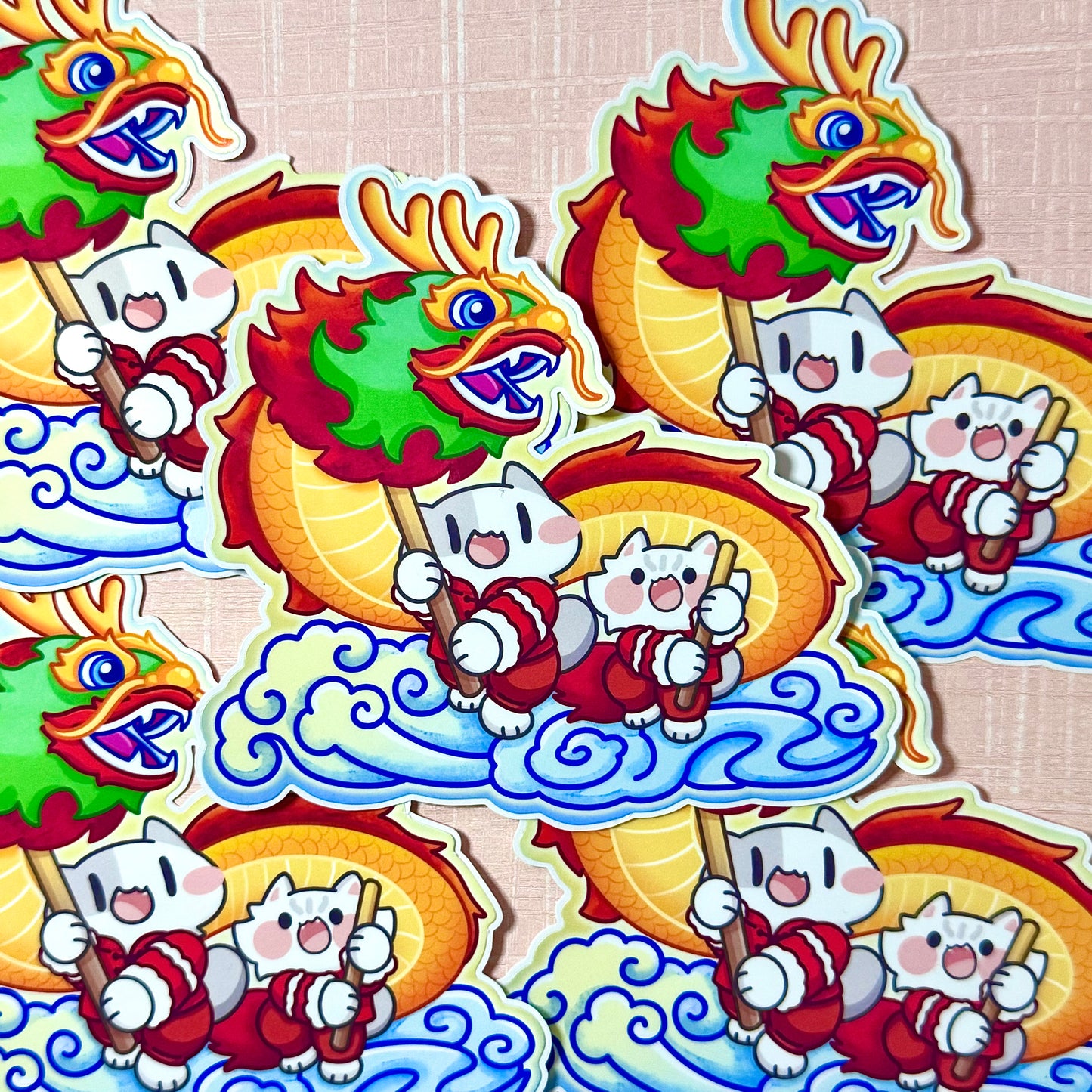 Chinese Dragon Dance Cat Sticker