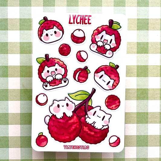Lychee meow Sticker Sheet