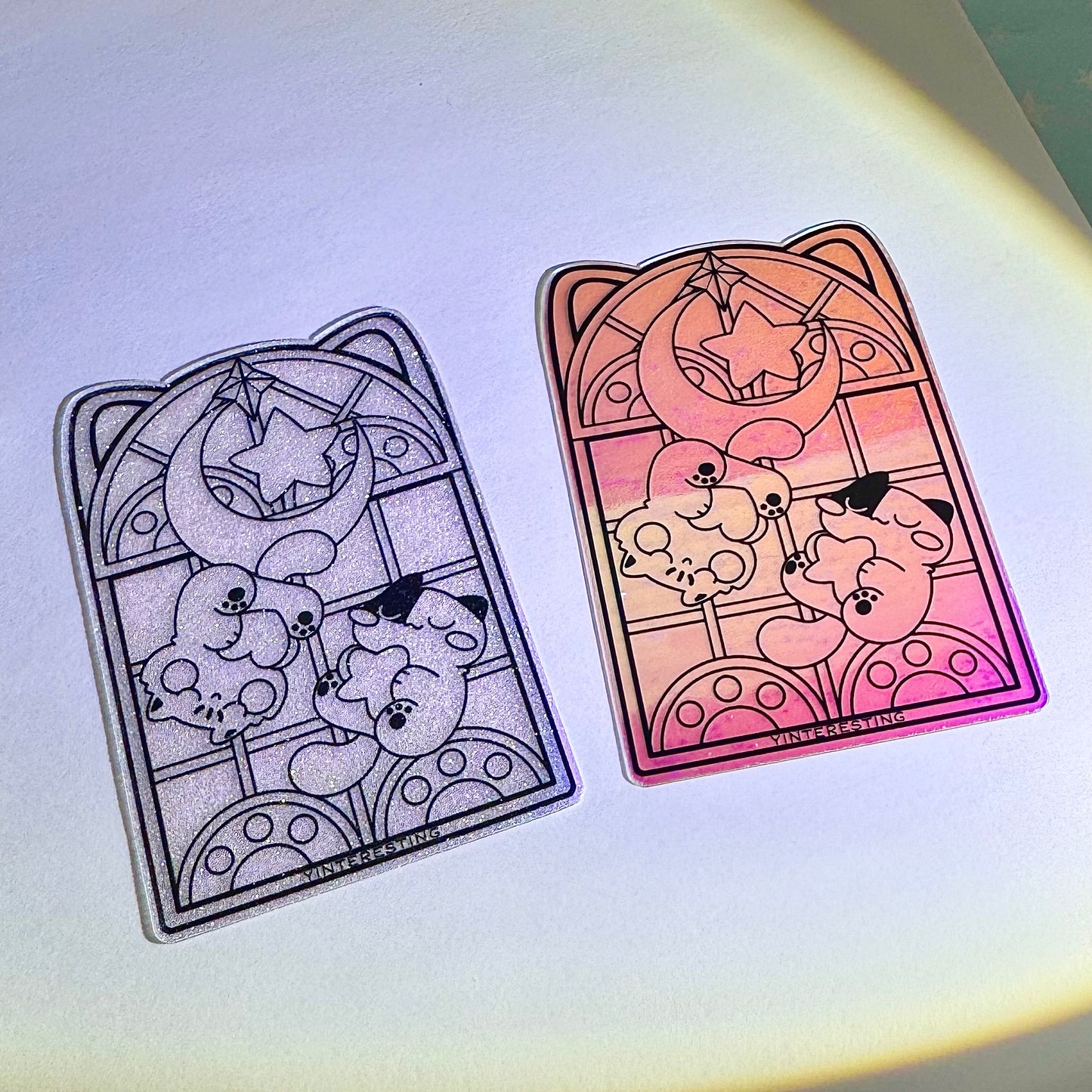 Stained Glass Meows Iridescent Sticker