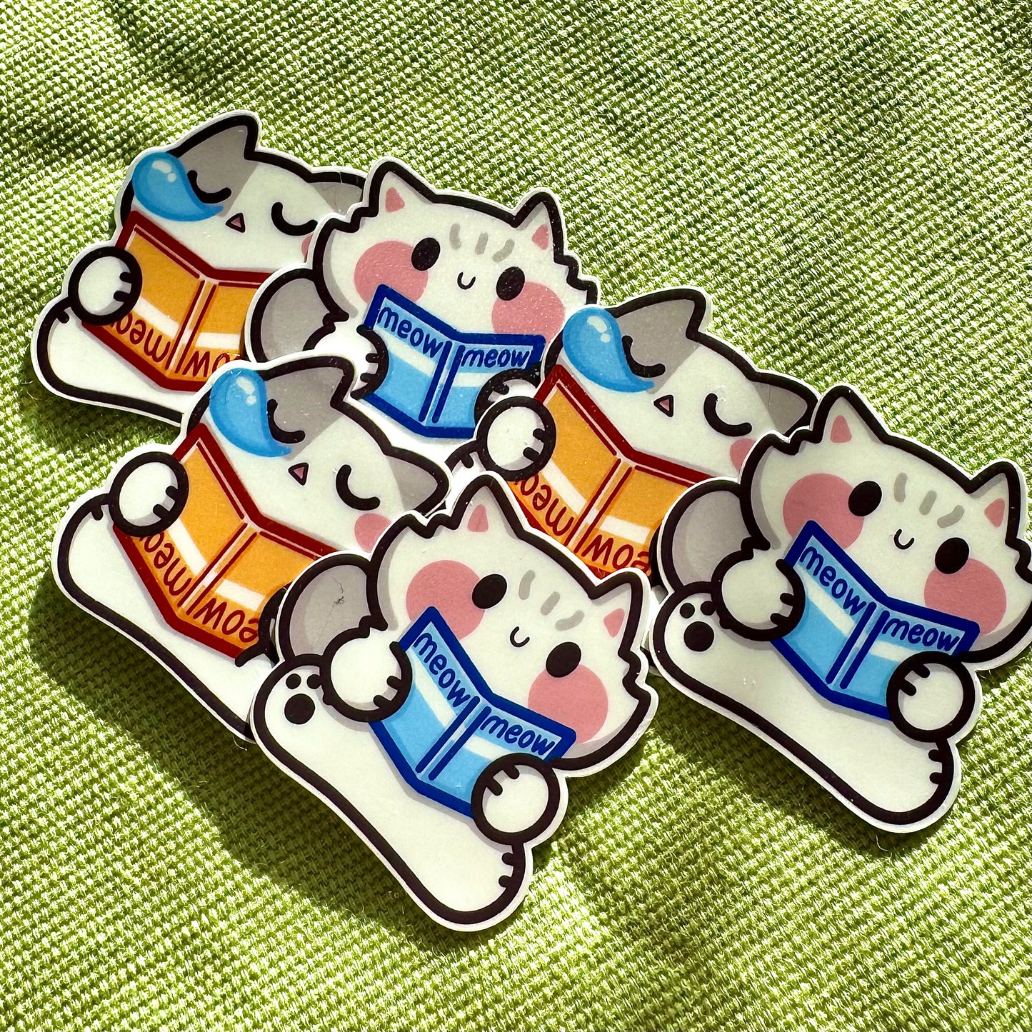Reading book meow Stickers