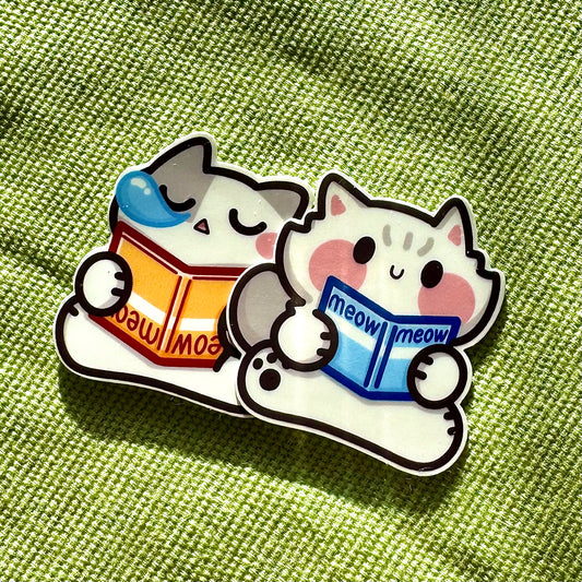 Reading book meow Stickers