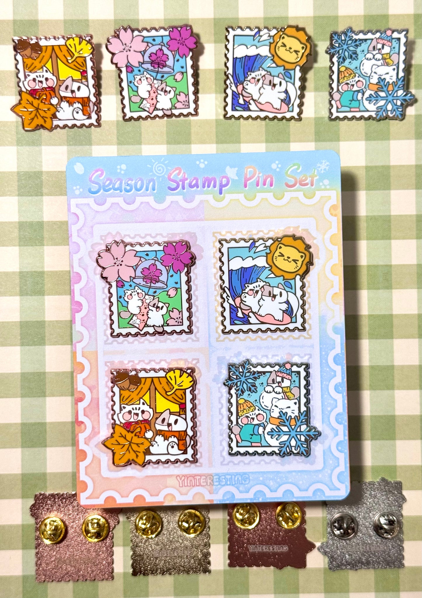 Four Season Stamp Enamel Pin Set