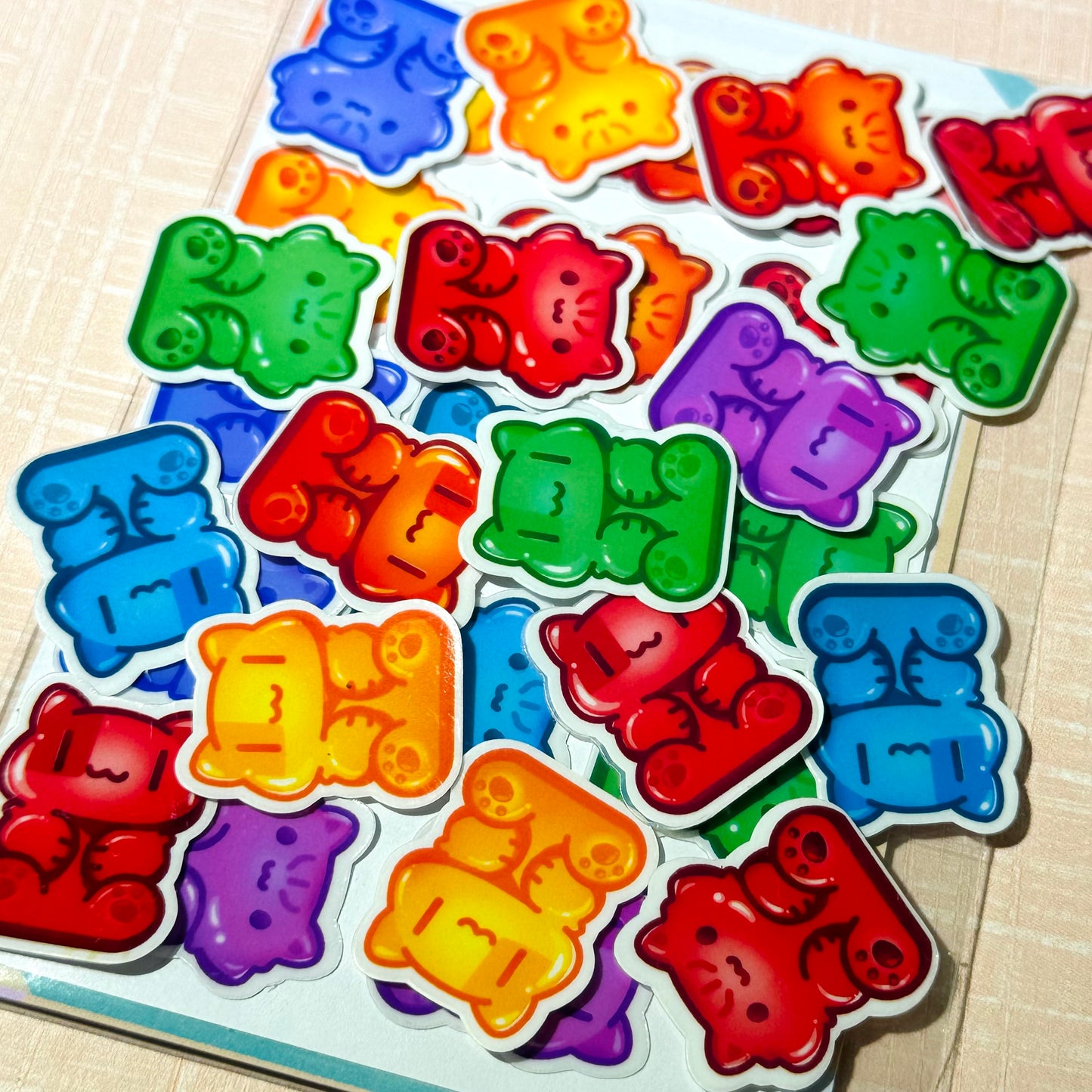 Gummy Cats clear Sticker Set