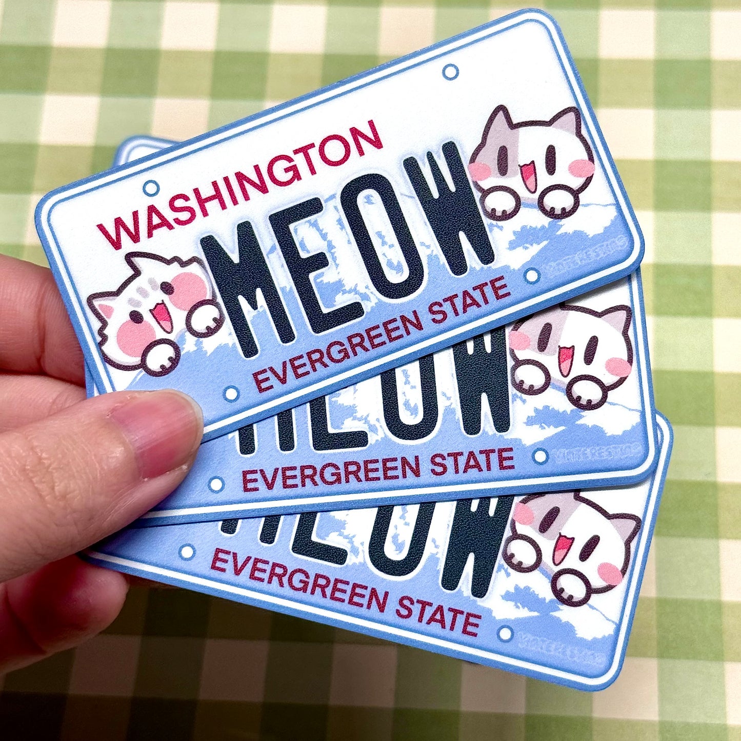 Washington License plate meow Sticker