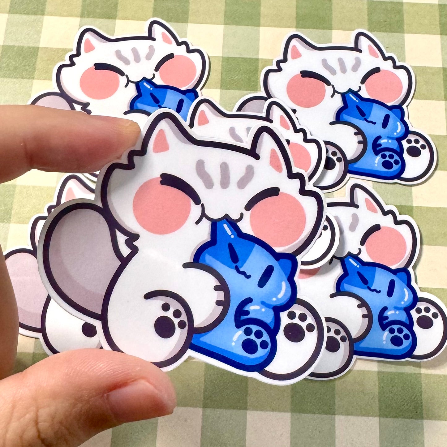 Cat eating gummy Stickers