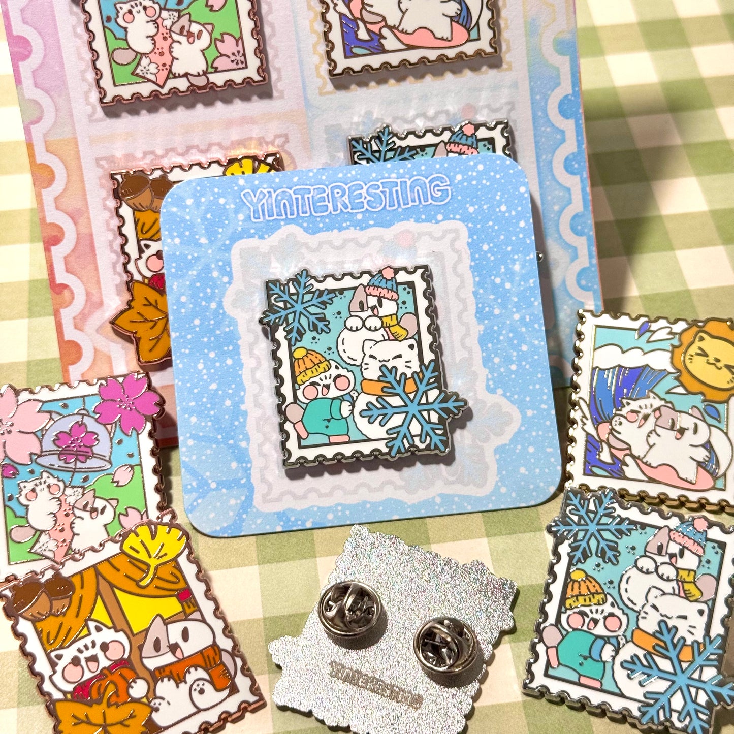 Winter snowmeow Stamp Enamel Pin