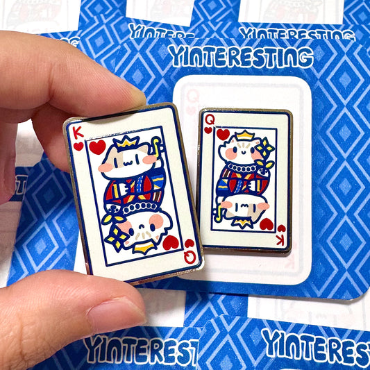 King and Queen Card Hard Metal Pin