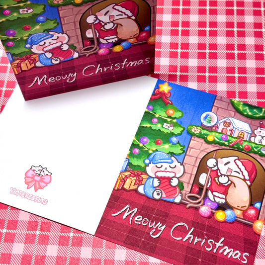 Meowy Christmas Greeting cards , 4.25” x 5.5”