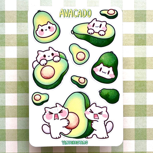 Avocado meow Sticker Sheet
