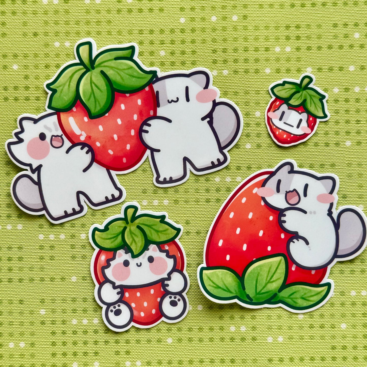 Strawberry meow Sticker Set