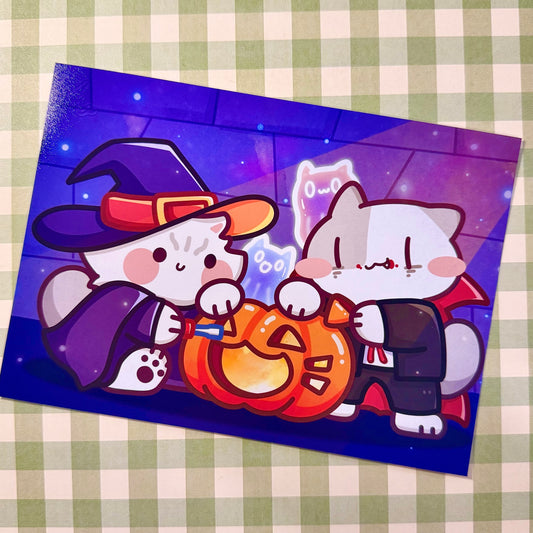 Halloween meows Art Print