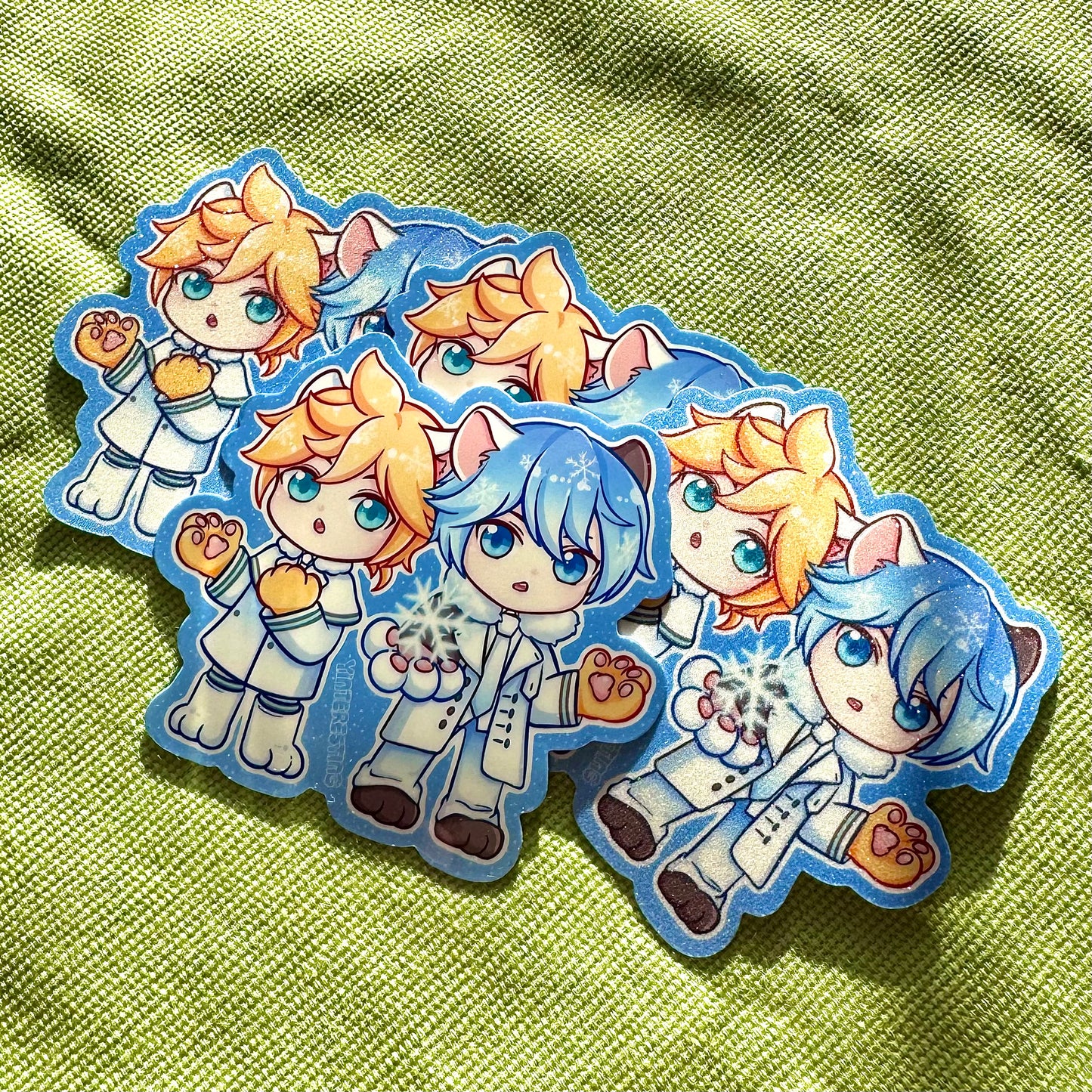 Len and Kaito Snowman Meow Sticker