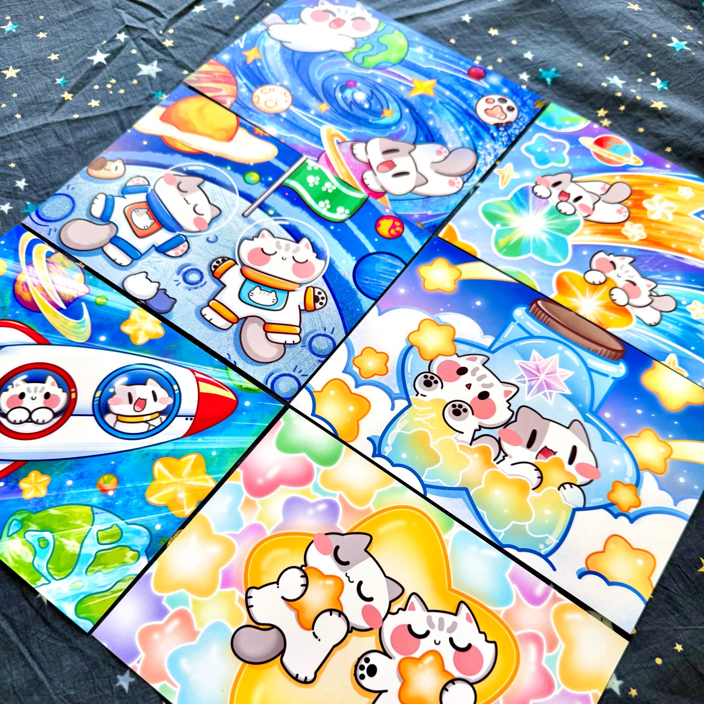 Starry Kitties Series Art Print