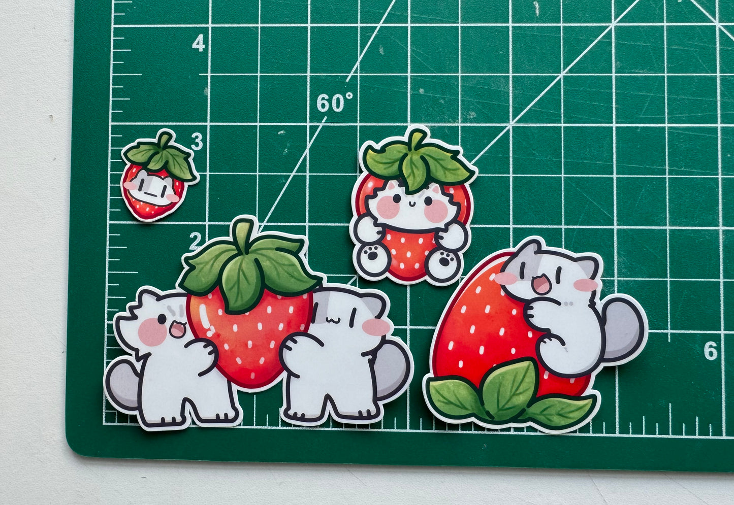 Strawberry meow Sticker Set