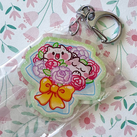 Bouquet Meow Keychain
