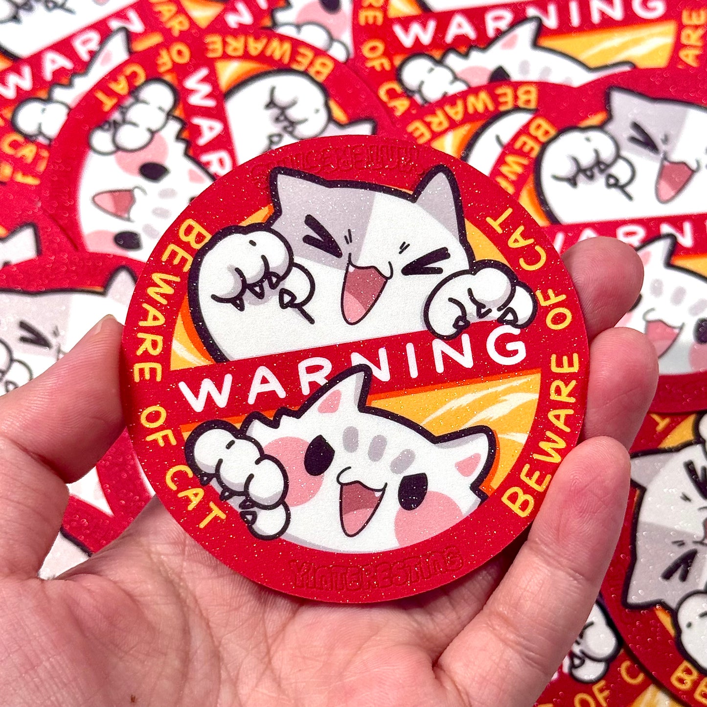 Beware of Cat Warning sticker