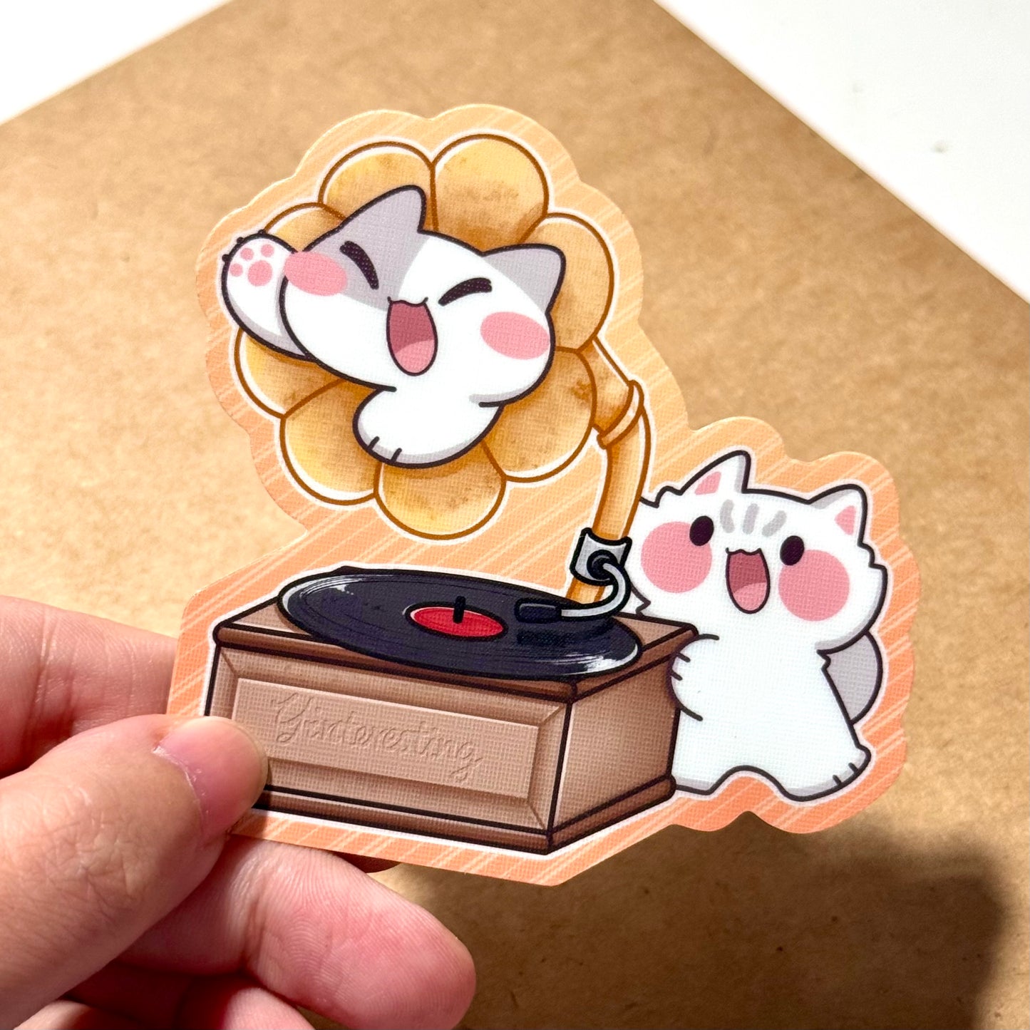 Record Player Meows Sticker