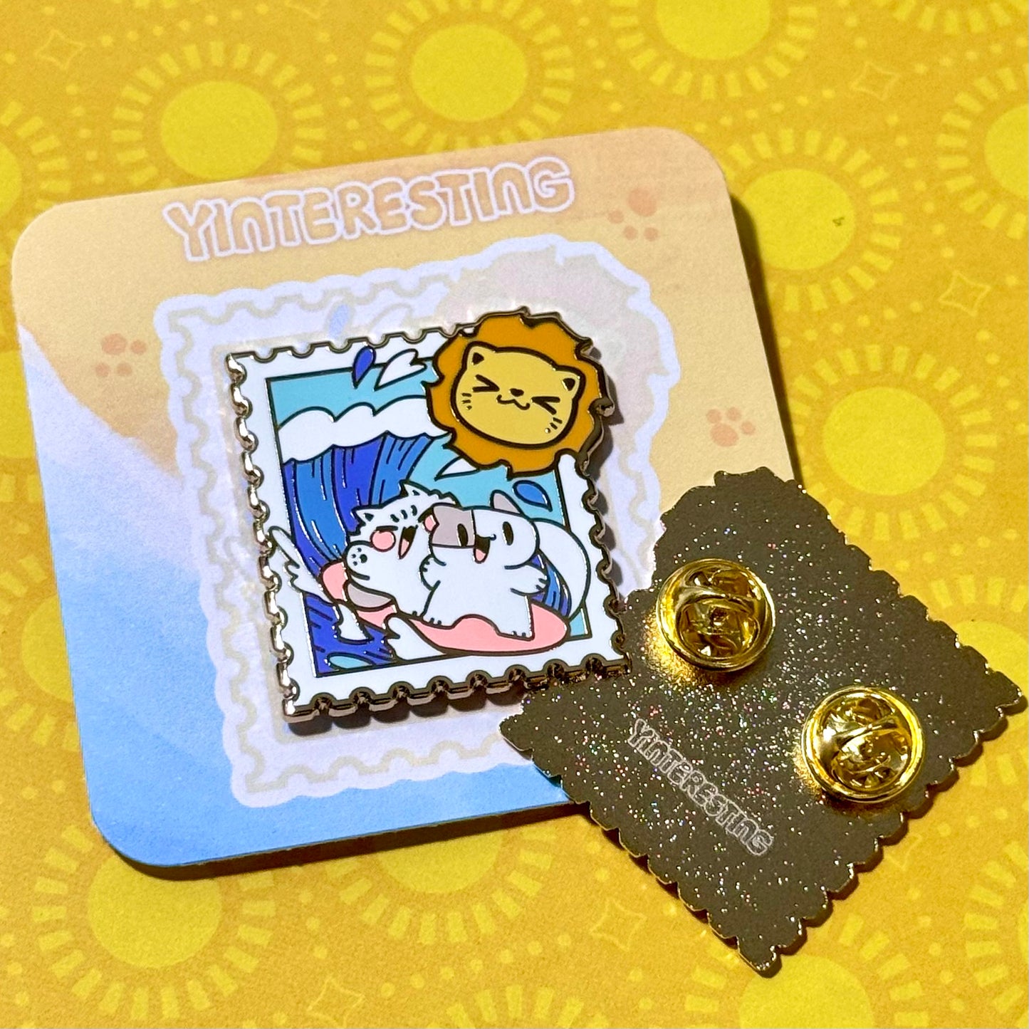Summer Surfing Stamp Enamel Pin