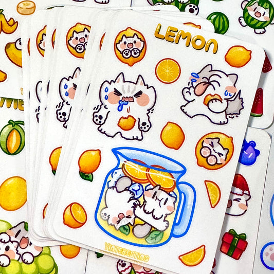 Lemon meow Sticker Sheet