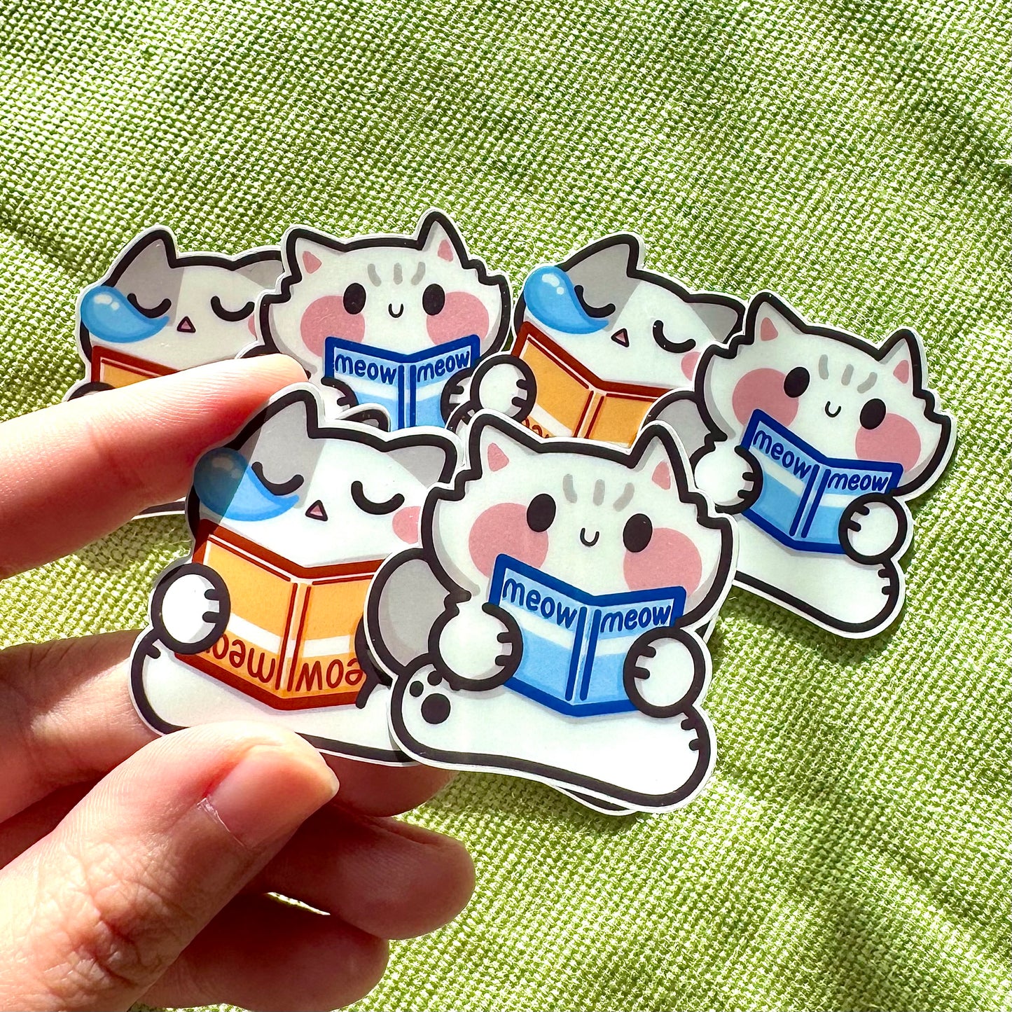 Reading book meow Stickers