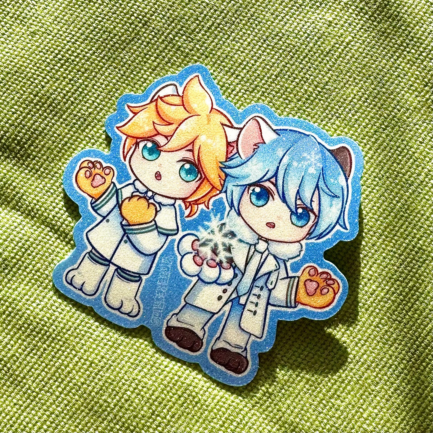 Len and Kaito Snowman Meow Sticker