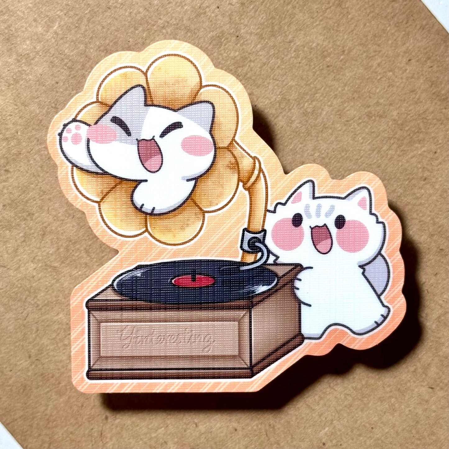 Record Player Meows Sticker