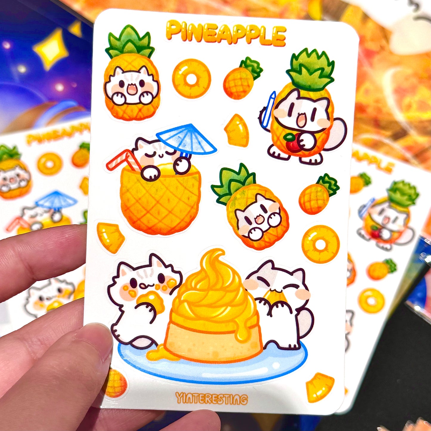 Pineapple meow Sticker Sheet