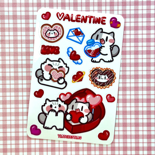 Valentine meow Sticker sheet