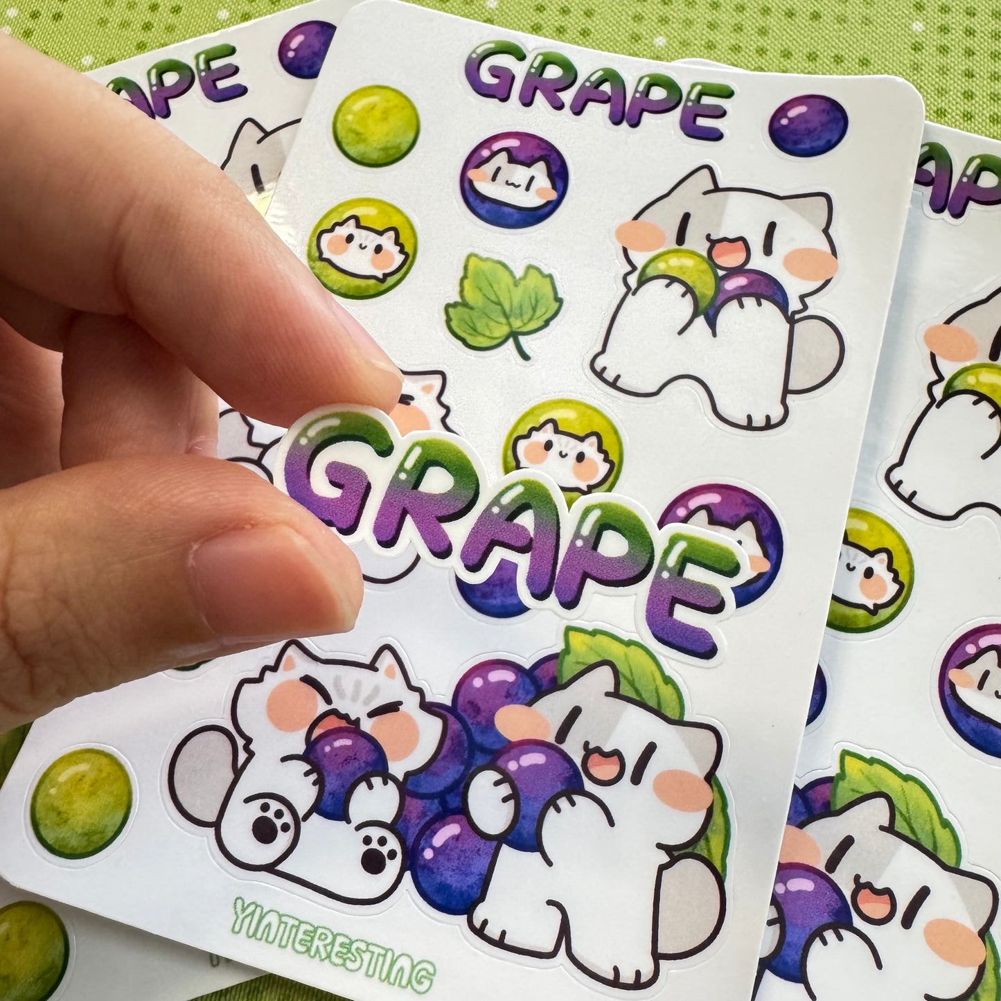 Grape meow Sticker Sheet