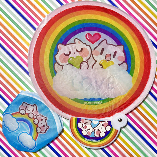 Rainbow meow foldable Fan