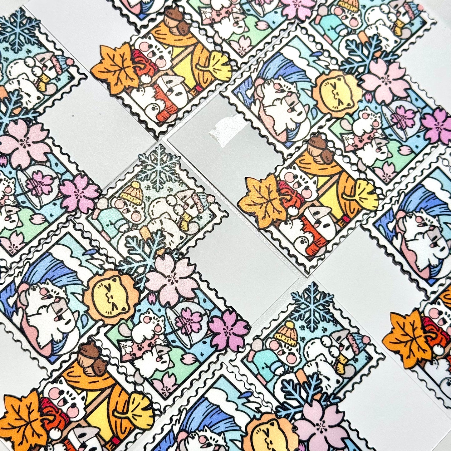 The four seasons meow stamp Sticker Set