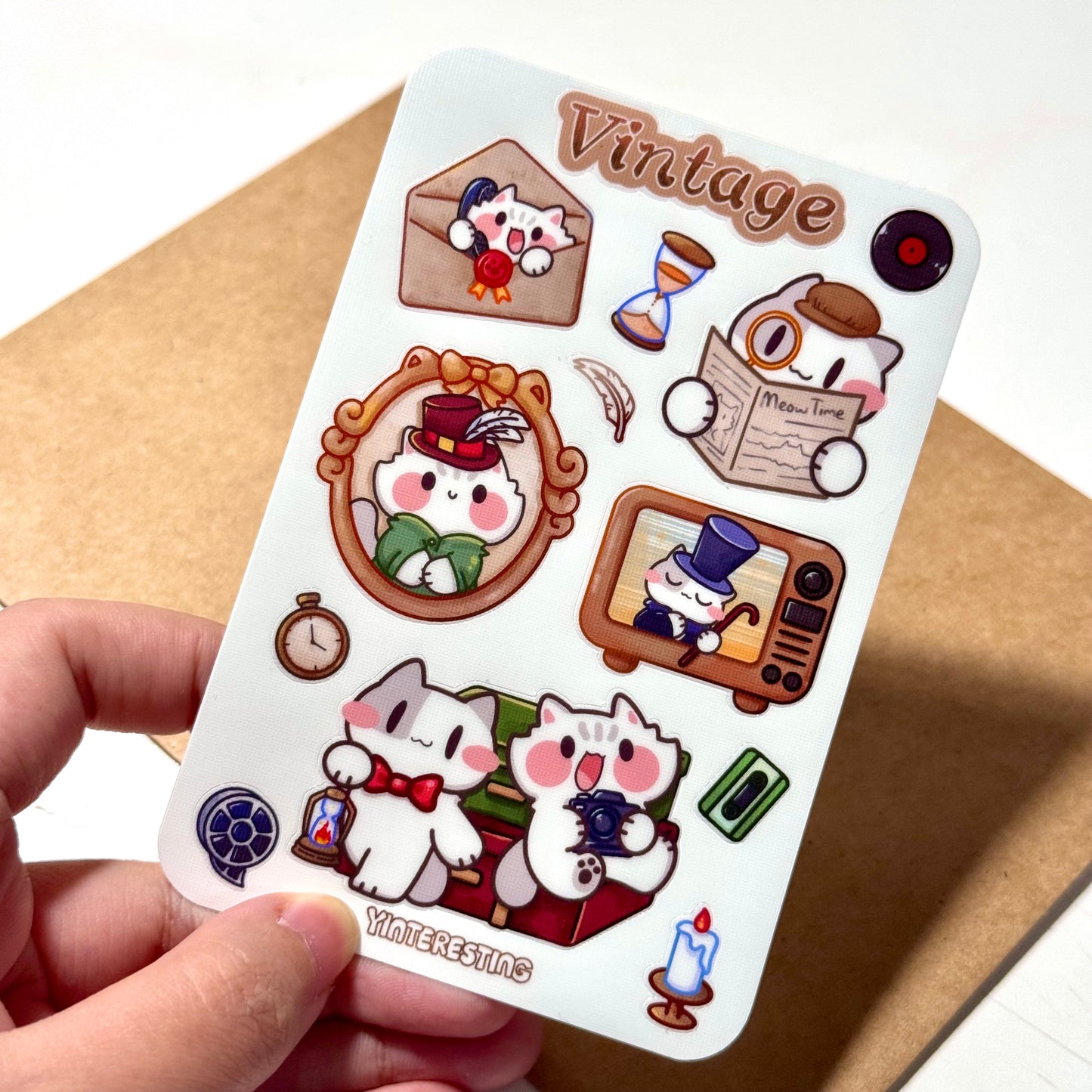 Vintage meow Sticker sheet