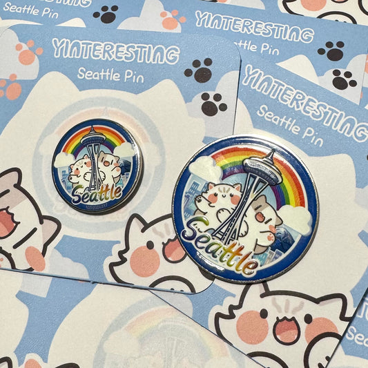 Seattle cute cats Hard Metal Pin