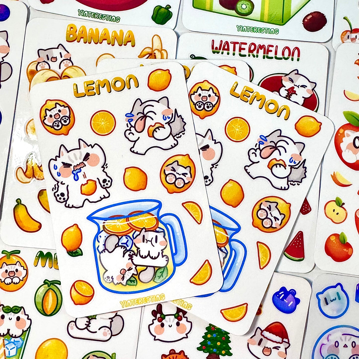 Lemon meow Sticker Sheet